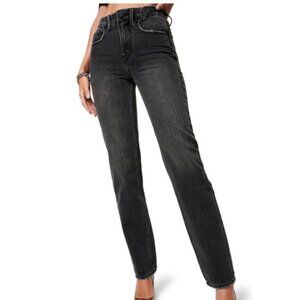 Good American Black Straight Leg Jeans